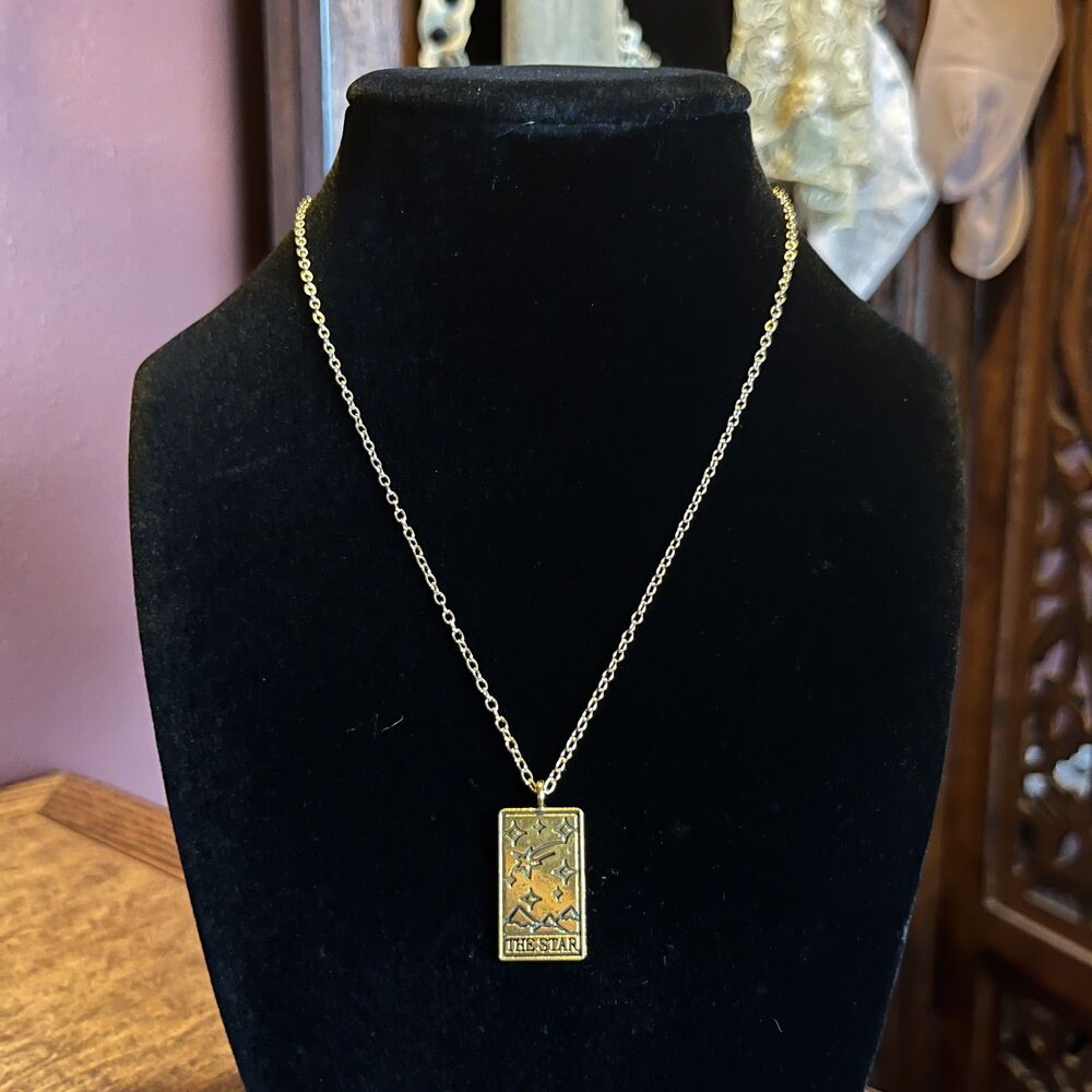 The Star Gold Tone Tarot Necklace 16 in Whimsygoth Practical Magic Eccentric